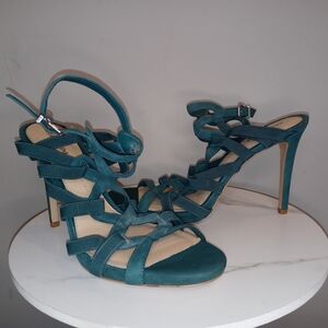 Elegant Teal Strappy Heels